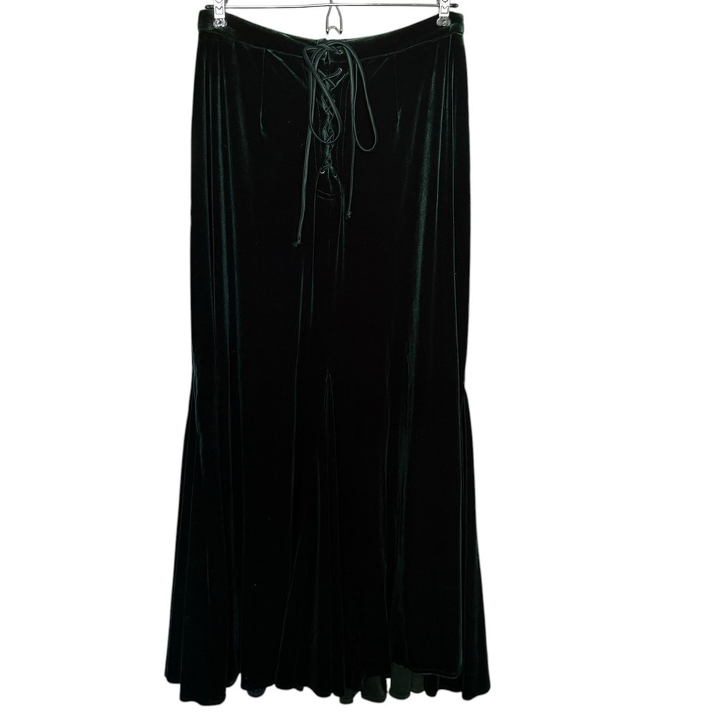 Soft Surroundings Velvet Maxi Skirt Forest Green - Picture 3 of 6